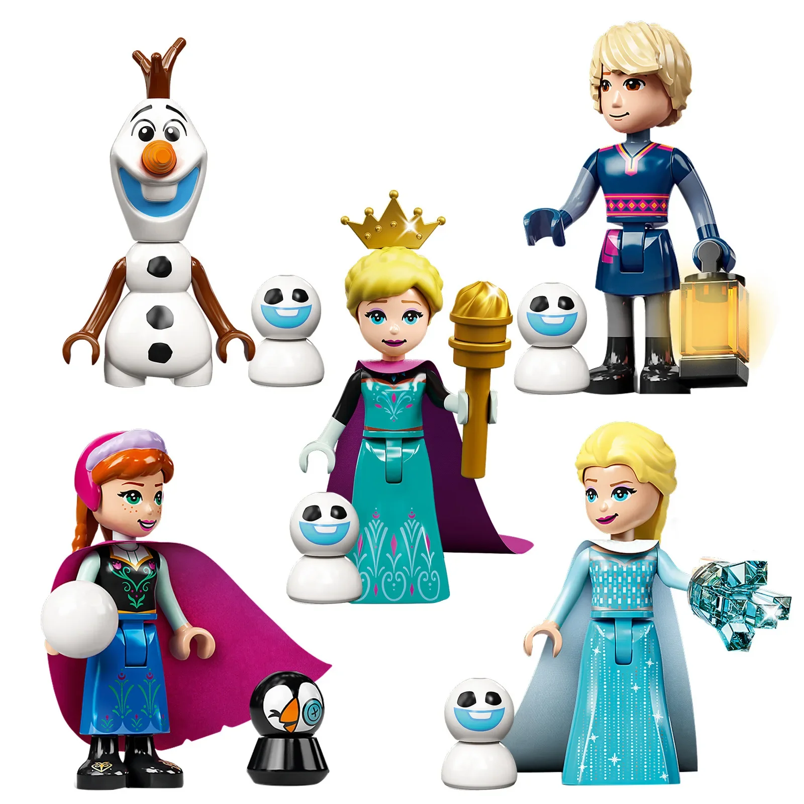 @@5 szt./zestaw Disney FROZEN Seria Księżniczka Elsa Mini Figma 66006-66010 Klocki Konstrukcyjne Model Zabawki dla Dzieci