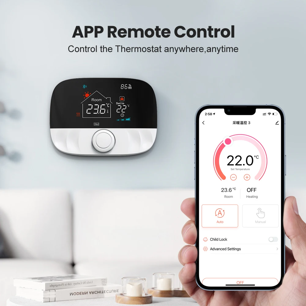 AVATTO Tuya WiFi Wireless Thermostat RF433 Programmable Temperature Controller,Room Heating Gas Boiler Actuator,Work for Alexa