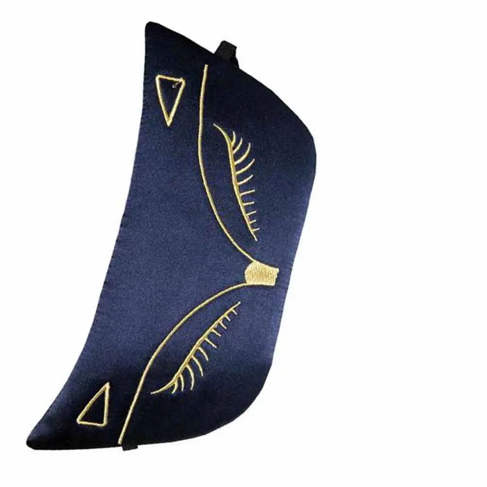 1Pcs Embroidered Silk Sleep Eye Mask Sun Shade Comfortable Adjustable Band Soft Breathable for Travel Home Airplane Dark Blue