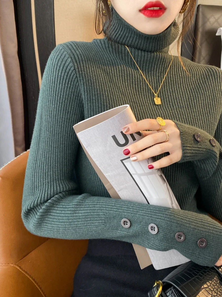 محبوك سترة المرأة البلوفرات الجديدة طويلة الأكمام الياقة المدورة الأبيض متماسكة سترة البلوز المرأة بلايز البلوزات Sueter Feminino Q1029