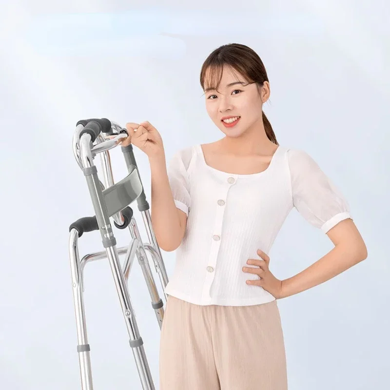 Lightweight Foldable Elderly Walker - Four-Legged Cane for Rehabilitation, Easy to Store and Transport, Stable Support