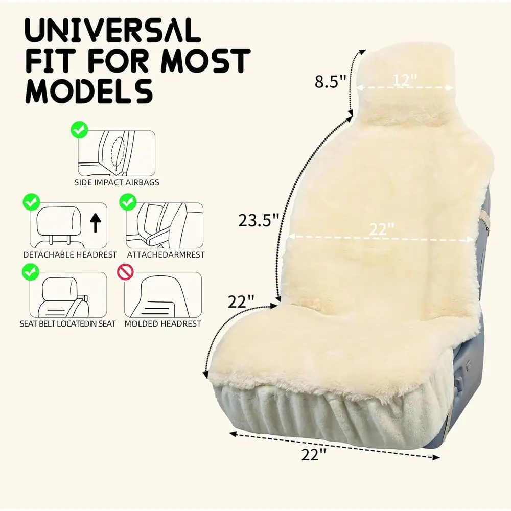 Aegis Cover Premium Sheepskin Car Seat Cover Front Wrap Australian Merino Wool, Universal Fit for RV SUV Truck Sedan Most Vehicl view 6