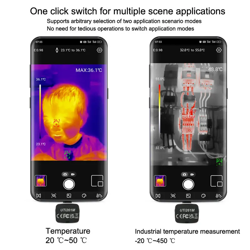 UNI-T UTi261M 256X192 Pixels PCB Circuit Fault Testing Tool 25Hz Android Type-C Mobile