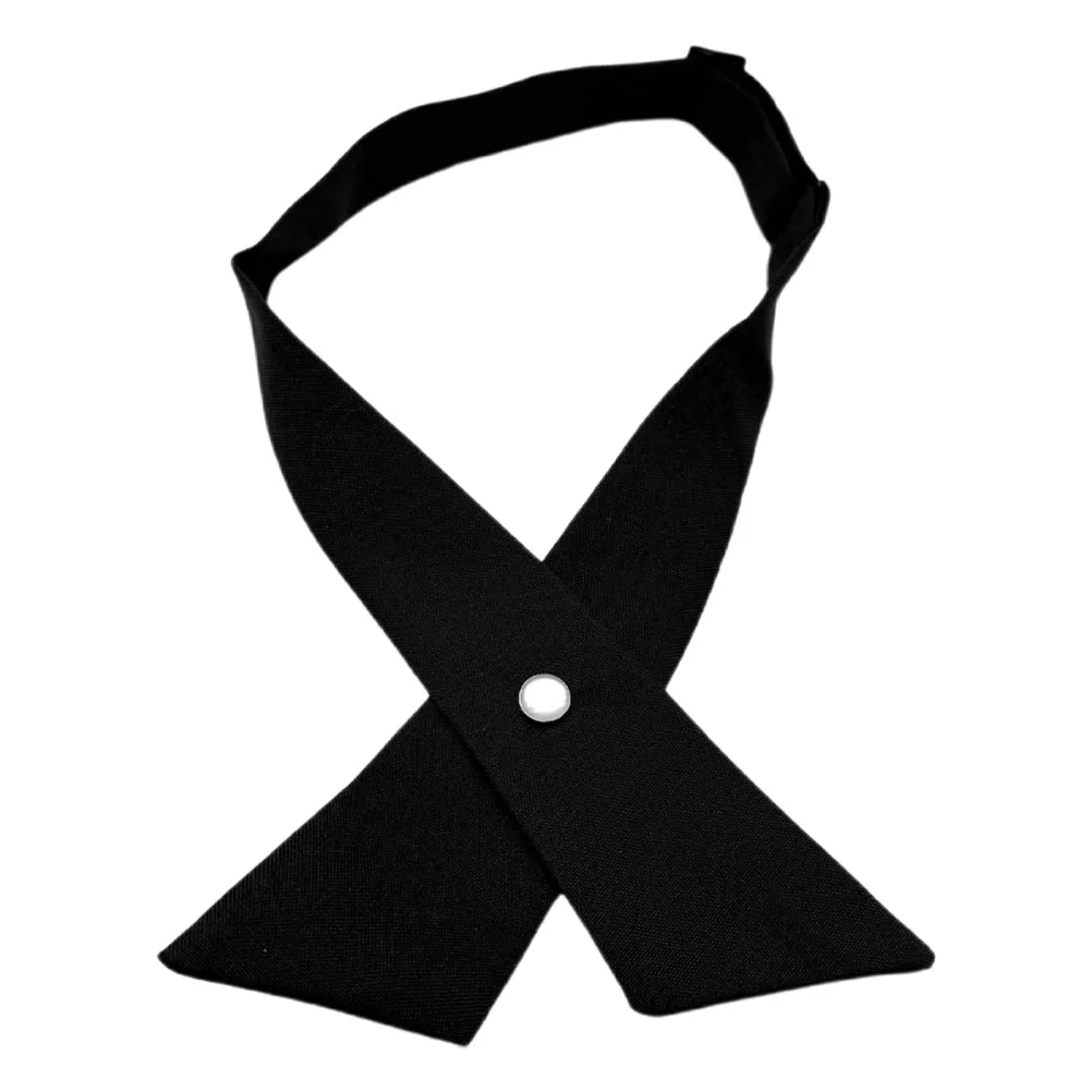 

Adjustable Cross Bowtie for Women Girls Black Solid Color Pre-Tied Necktie for School Uniforms Formal Occasions Fashionable