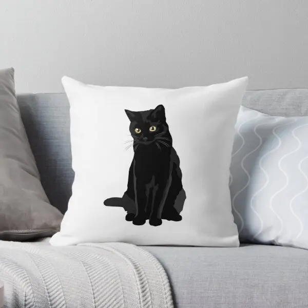 Black Cat  Printing Throw Pillow Cover Office Fashion Cushion Anime Decorative Case Bed Square Pillows not include One Side