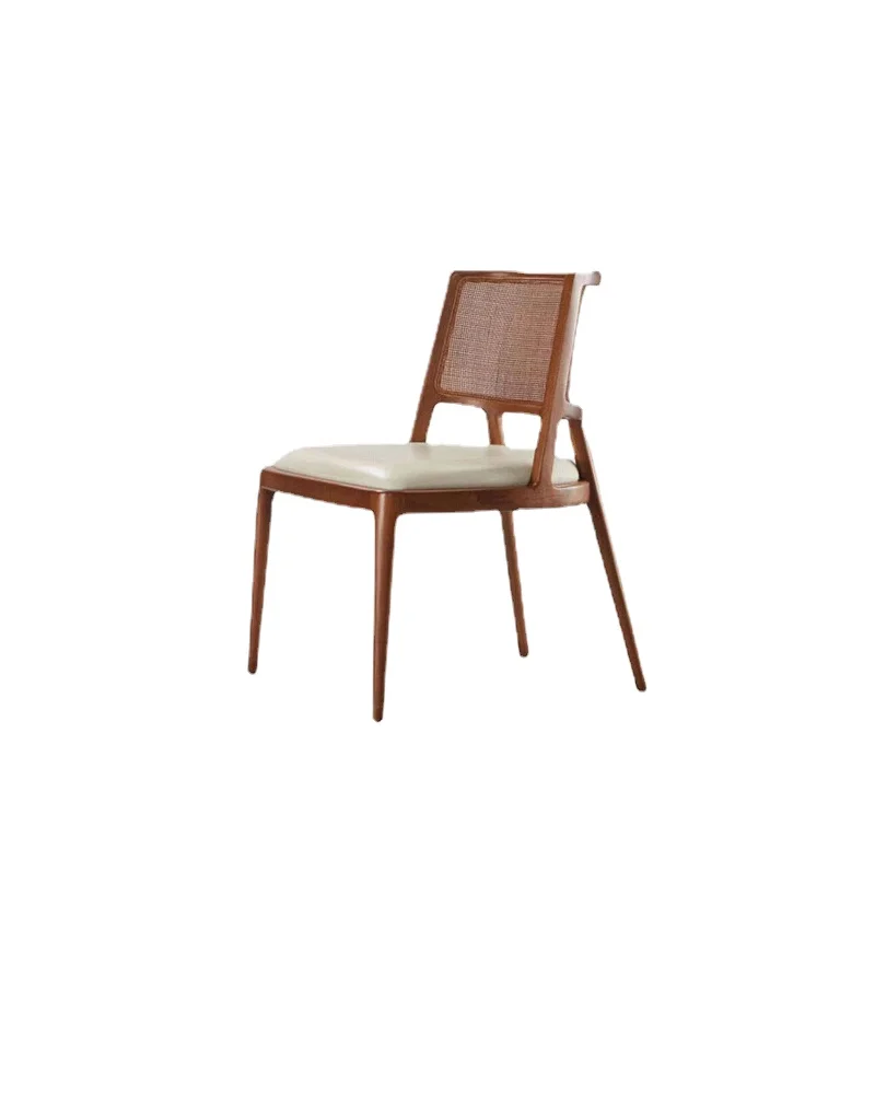 X13  Retro Rattan Chair Solid Wood Backrest for Dining     Restaurant Tea Table and