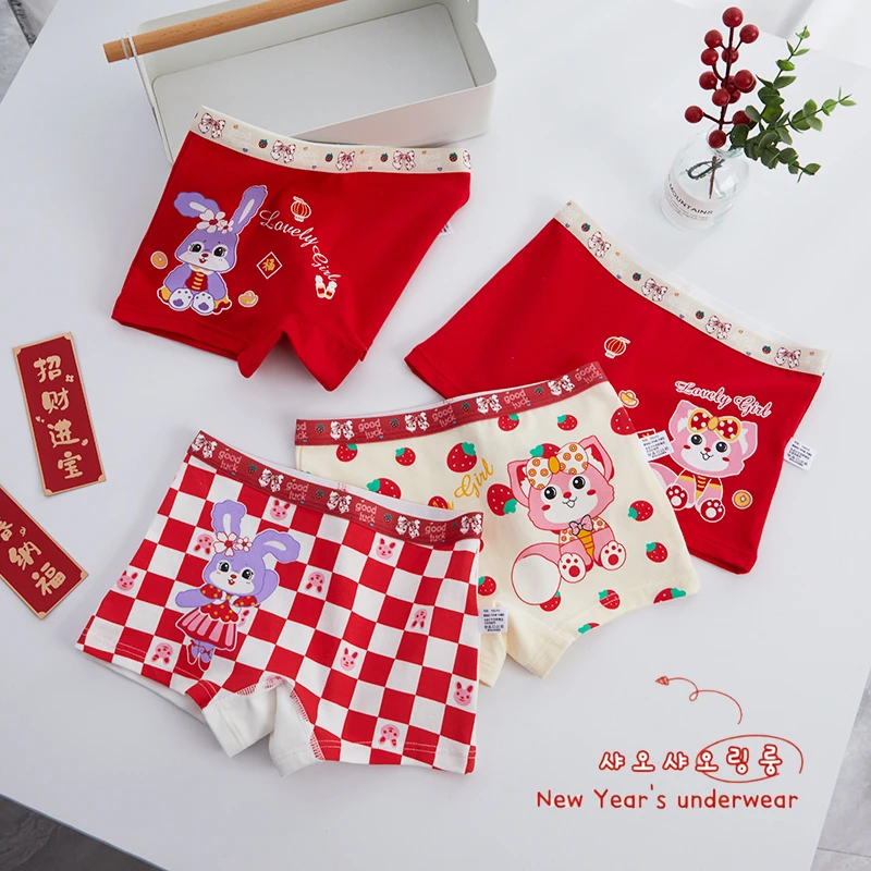 4PCS/set Panties for Girls Boxer Underwear Soft Cute Boxers Cartoon Shorts Children\'s Cotton Girl Panties Underwears Clothing