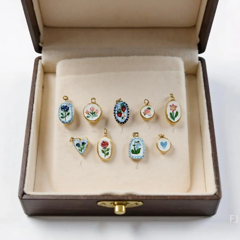 [YU]Simple And Versatile Color Blocking Butterfly Love Flower Diy Pendant Accessories Gold-Plated Color Preservation