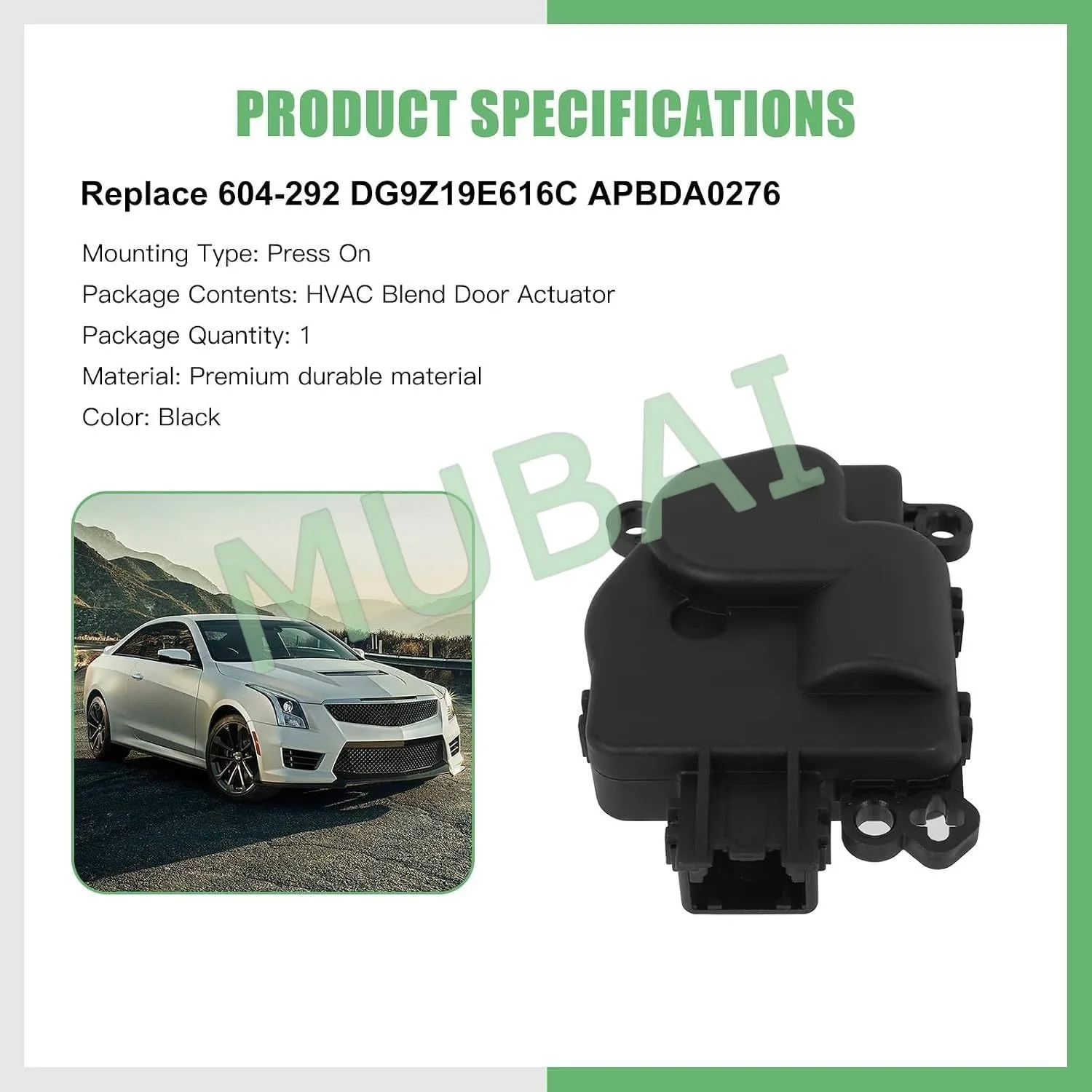 604-292 HVAC Heater Blend Door Actuator for Ford Edge 2015-18 for Ford for Fusion 13-18, for Lincoln for Continental 17-18,