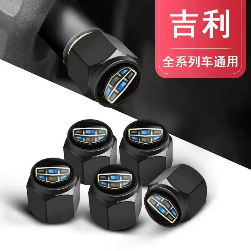 5pcs Car Wheel Tire Air Valve Caps Stem Cover With Brand Accessories For Geely Atlas SUV Boyue Borui Coolray Emgrand GE NL3 EX7