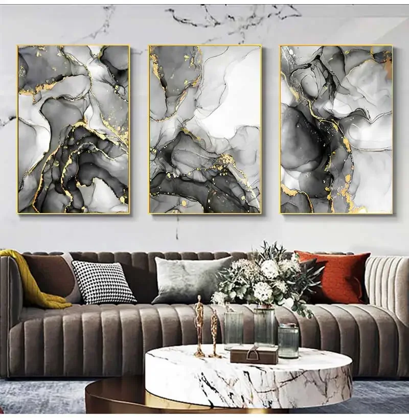 Black Gold Marble Texture Poster Muslim Islamic Calligraphic Canvas Painting Arabic Verses Quran Print Wall Art for Home Decor