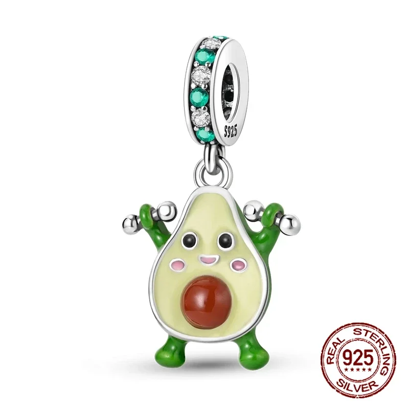925 Sterling Silver Green Series Flower Tree Apple Pendant DIY Fine Beads Fit 4MM hole diamete Charms Bracelet Women Jewelry Diy