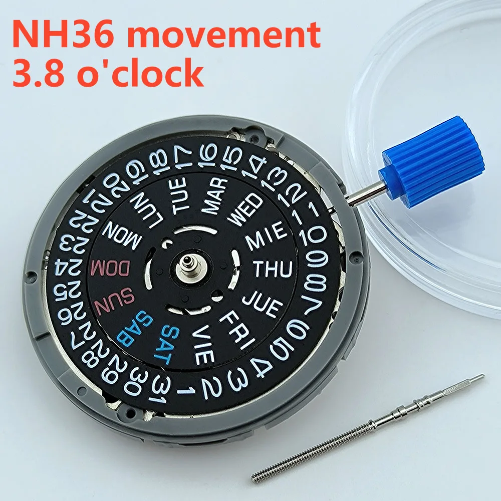 watch movement N H36 movement Black Red Data Wheel automatic mechanical movement 3.8o'clock date window men's watch accessories