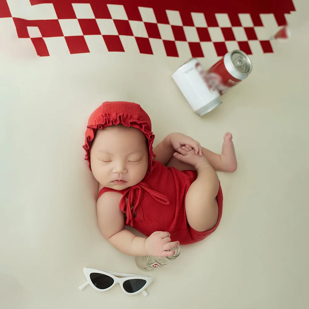 Baby Neugeborenen Fotografie Outfits Overalls für Mädchen Sonnenbrille Cola Flasche Cola Shooting Thema Set Studio Shooting Foto Requisiten