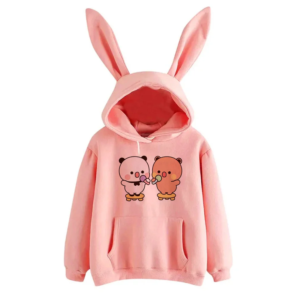 Bubu Dudu womens hoodies fashion tops graphic 2000s ladies clothes vintage Korean Women Loose