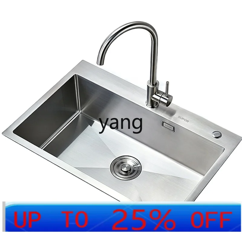 LTT Stainless Steel Handmade Large Single Bowl Kitchen Sink Vegetable Washing Basin Dishwashing Sink Countertop