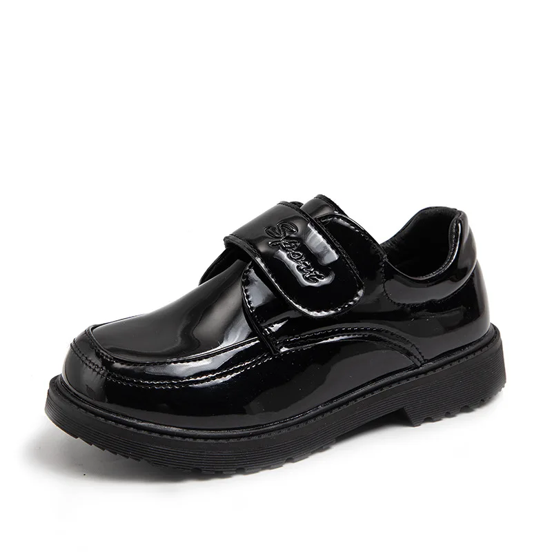 Boys Shoes Spring & Autumn New Black Glossy Classic Kids Loafer for Girl 2023 New Versatile Round-toe Britain Child School Shoes