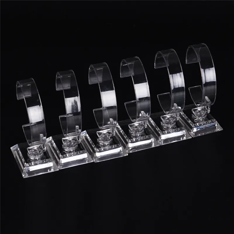 (BS)'2pcs Clear Acrylic Detachable Bracelet Jewelry Watch Display Holder Stand Rack