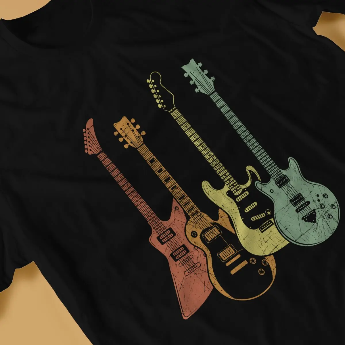 Guitarist Colorful Musical Instruments Guitars TShirt For Male Music Art Clothing Style Polyester T Shirt Comfortable