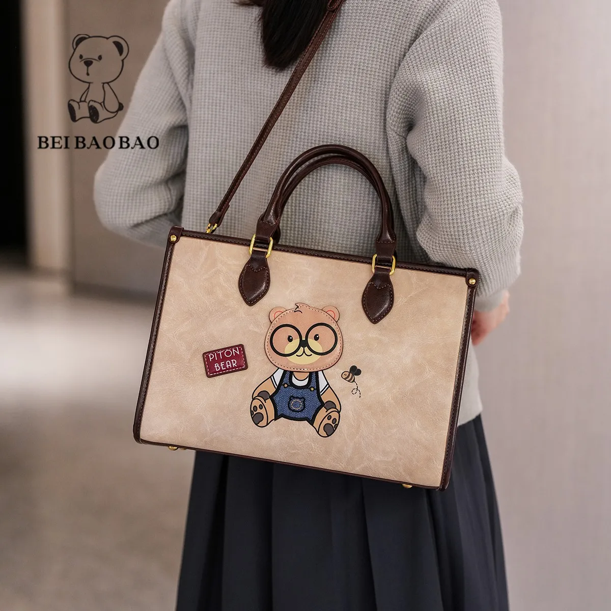 Beibaobao 2025 New Trendy Texture Large Capacity Tote Bag Women's Handheld Shoulder Bag Fashion Versatile Women's Bag bolsas SAC