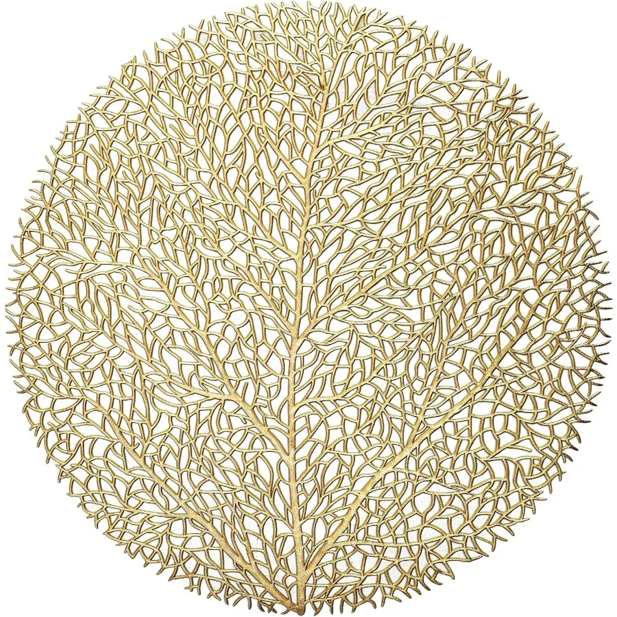 

40 Pieces Pack Pressed Vinyl Metallic Placemats for Wedding Events Dining Table Centerpiece Decoration Elegant Matt Gold Finish