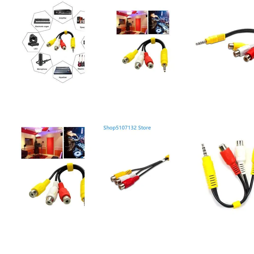 87HD 3.5mm to 3RCA Sound Cable 3.5mm Adapter Cable for Home Theater Amplifiers Speaker Stereo 3.5mm Male to 3RCA Splitter