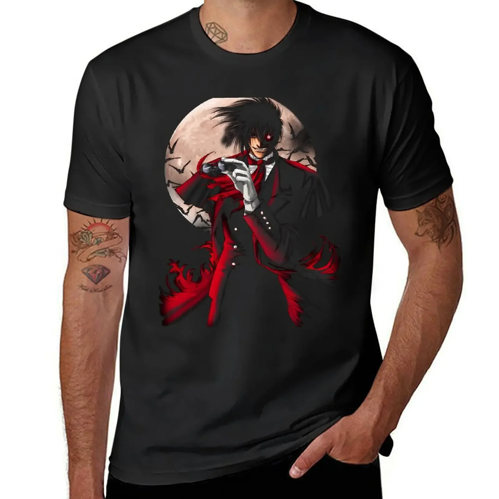 

Hellsing Dark Fantasy Anime Ultimate Alucards T-Shirt plus size tops anime clothes heavyweight t shirts for men