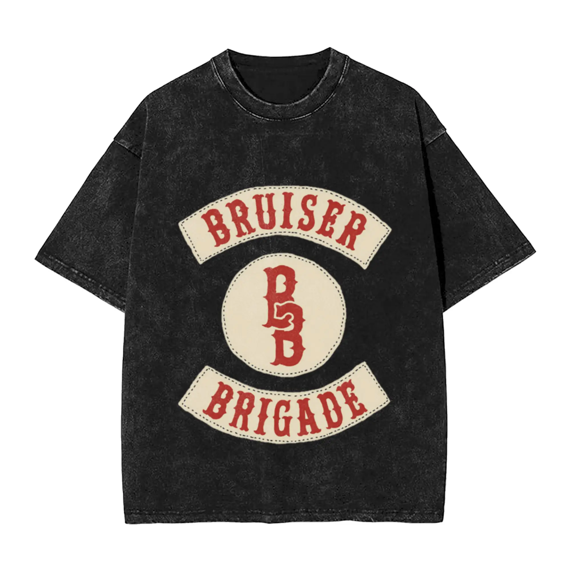 Bruiser Brigade Classic Trendy A Washed T Shirt Men's Women's Oversized Cotton Tees Tops