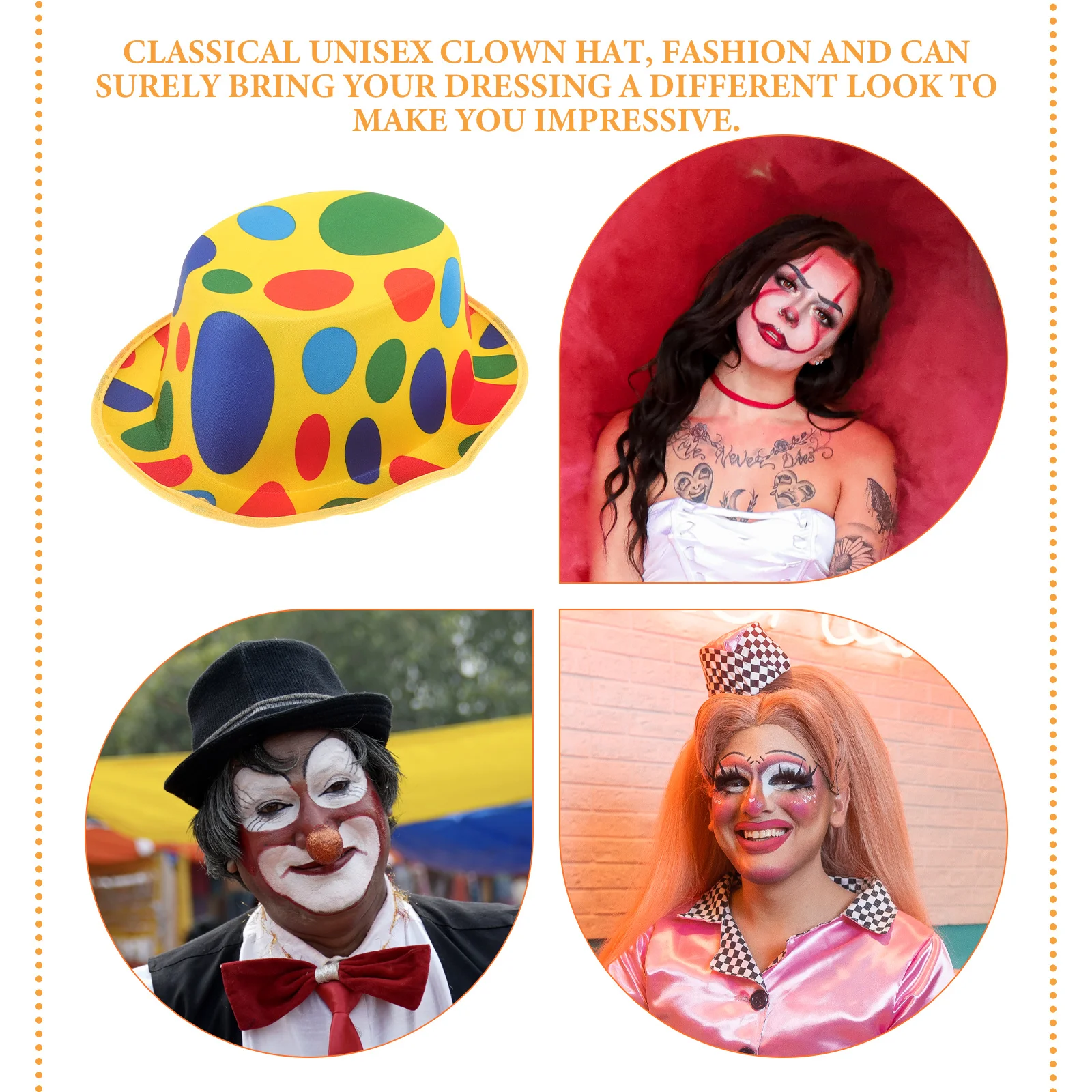 

Clown Hat One Size Unisex Design Comfortable Light Compact Perfect for Party Carnival Stage Play Cosplay Performance Use