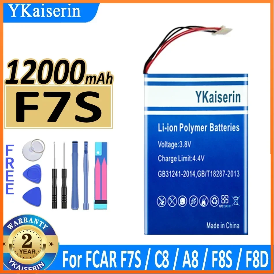 

YKaiserin 12000mAh Battery for FCAR F7S F8S F8D C8 A8 Rechergeable Cell Phone Battery Batteries Warranty 2 Years