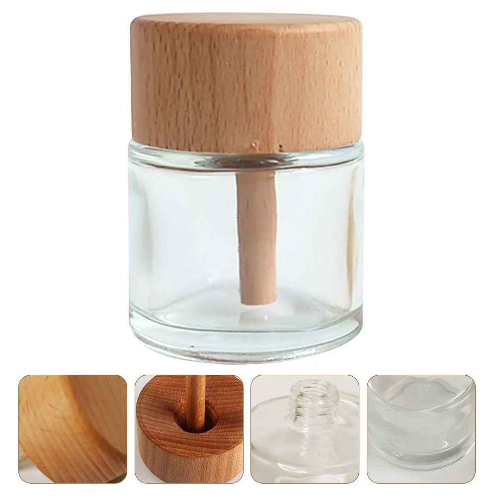 2 Pcs Round Glass Diffuser Bottles Clear Essential Oil Bottle Empty Diffuser Jar Home Decor Aromatherapy Container Sticks