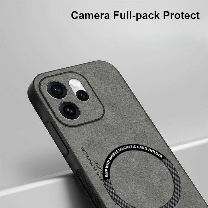 حافظة كلاسيكية من جلد الغنم لهاتف OPPO Reno 15 Pro Max 14 F/FS Pro A6 Pro 4/5G غطاء ممتص للصدمات مغناطيسي مضاد للسقوط