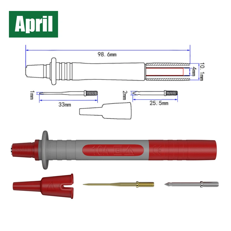 10pcs 1mm 2mm Test Probe Tips for Multimeter Pen Practical Inspection Tool Set