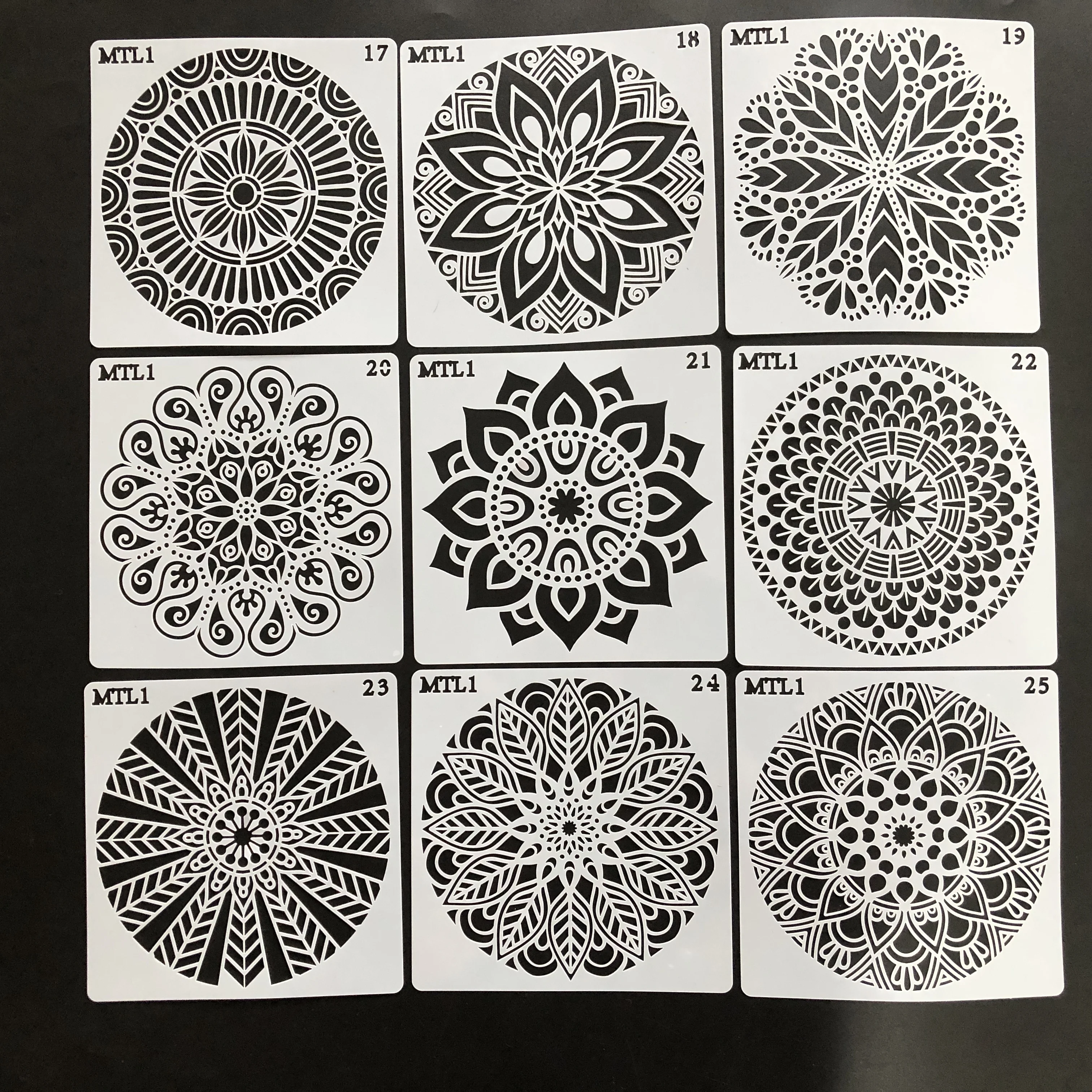 16pc Mandala Blumen schablonen Mal vorlagen für Sammelalbum Fliesen Möbel Wand boden Dekor Handwerk zeichnen Transparent schablonen