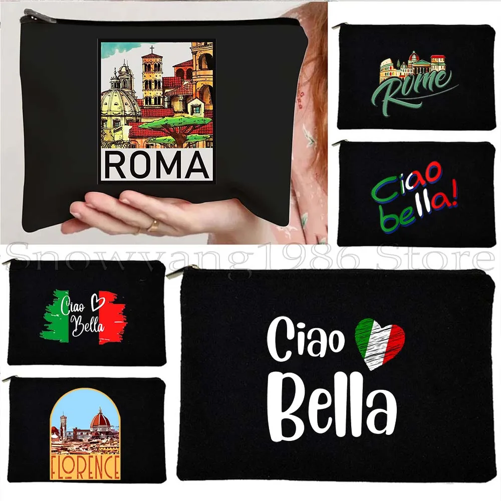 

Ciao Bella Duomo Florence Italia Colosseum Rome Pisa Italian Map Flag Italy Gifts Cosmetic Bag Makeup Lipstick Pouch Pencil Case