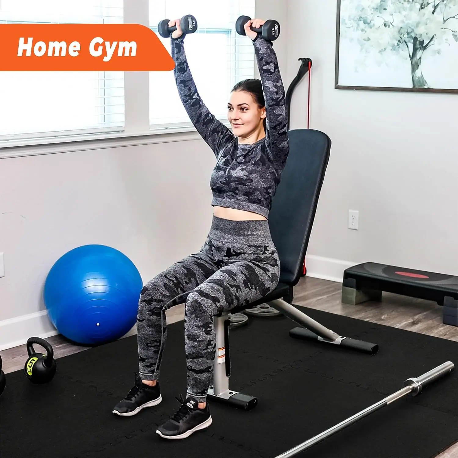 0.4in Thick 144 Sq.Ft Rubber Top Exercise Mat Set, 36 Pcs High Density EVA Foam, Custom