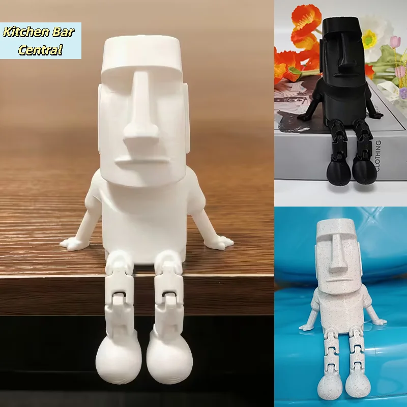 【3D Printed Moai Statue Easter Island Moai Ornament With Movable Joints Collectible Figurine Home Desk Decor Party Gift】