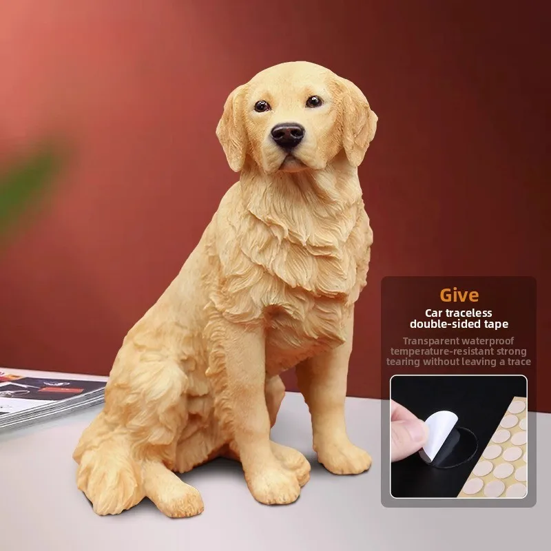 Simulated Golden Retriever Dog Model Animal Statue Ornament, Dog Doll Car Ornament, Home Decoration Animal Sculpture Crafts