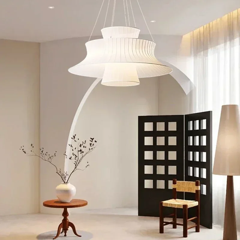 Modern Minimalism Fabric Chandelier Living Dining Bedroom Loft Hanging Lamp Decoration Home Pendant Led Light Lustre Fixtures
