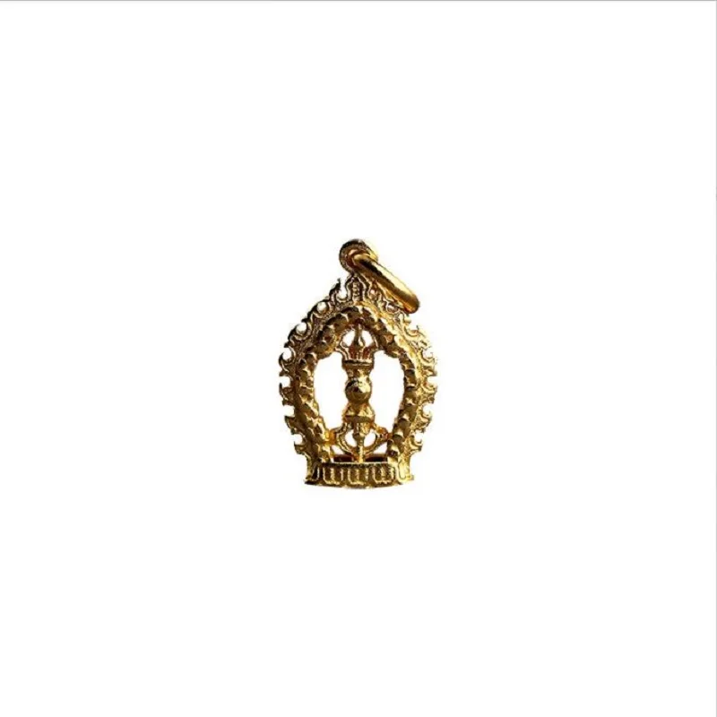 100% 925 Silver Gold-plated Buddhist Vajra charm Good Luck Tibetan Dorje Amulet