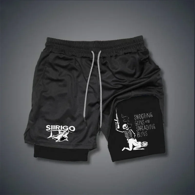 

Compression Shorts Men's 2-in-1 Performance Fitness Shorts Pocket Drawstring Quick Dry Running Workout Summer Sportswear M-3XL