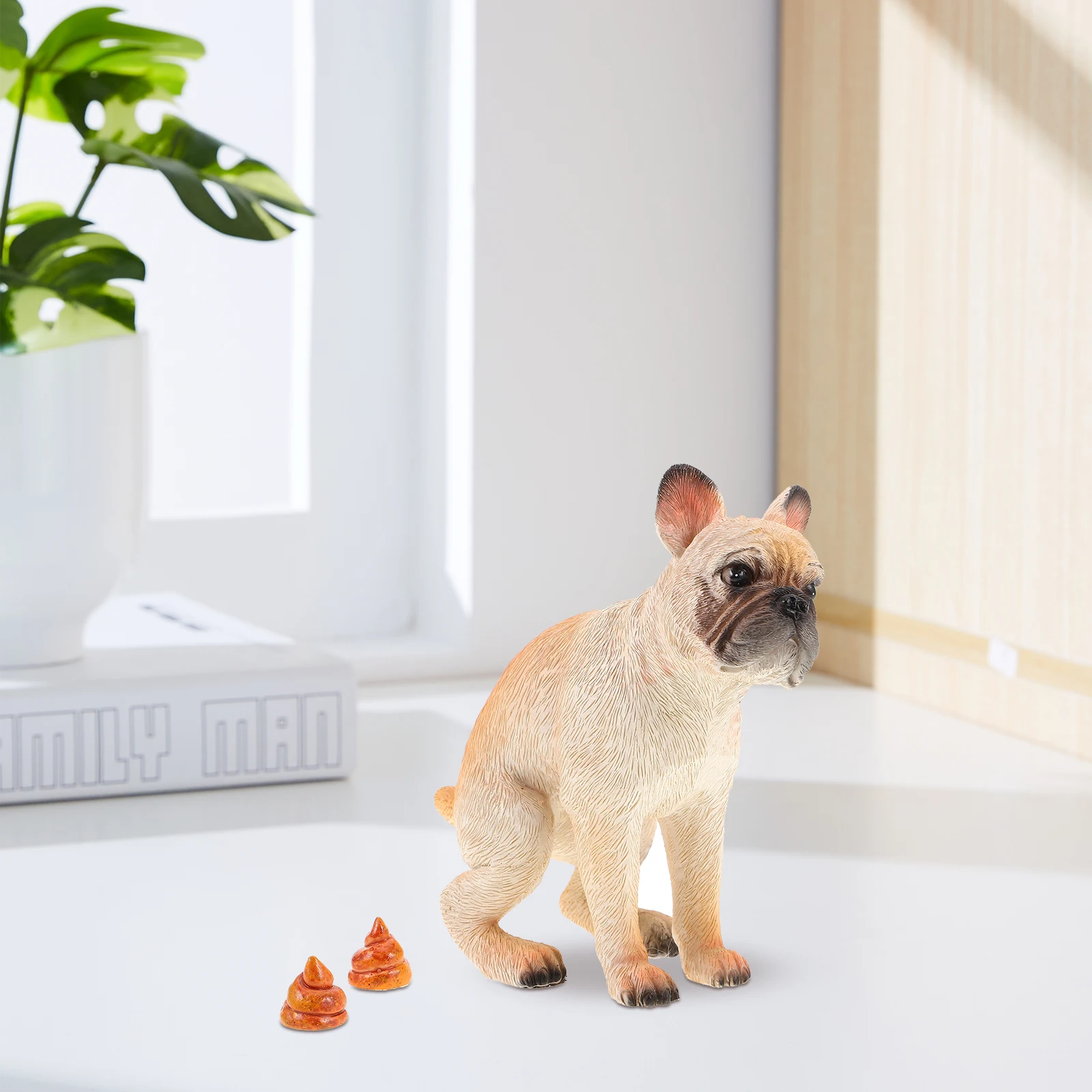 

Creative Dog Pooping Ornament Humorous Bulldog Statue Home Decor Office Garden Mini Figure Modeling Easy Clean Animal Figurine