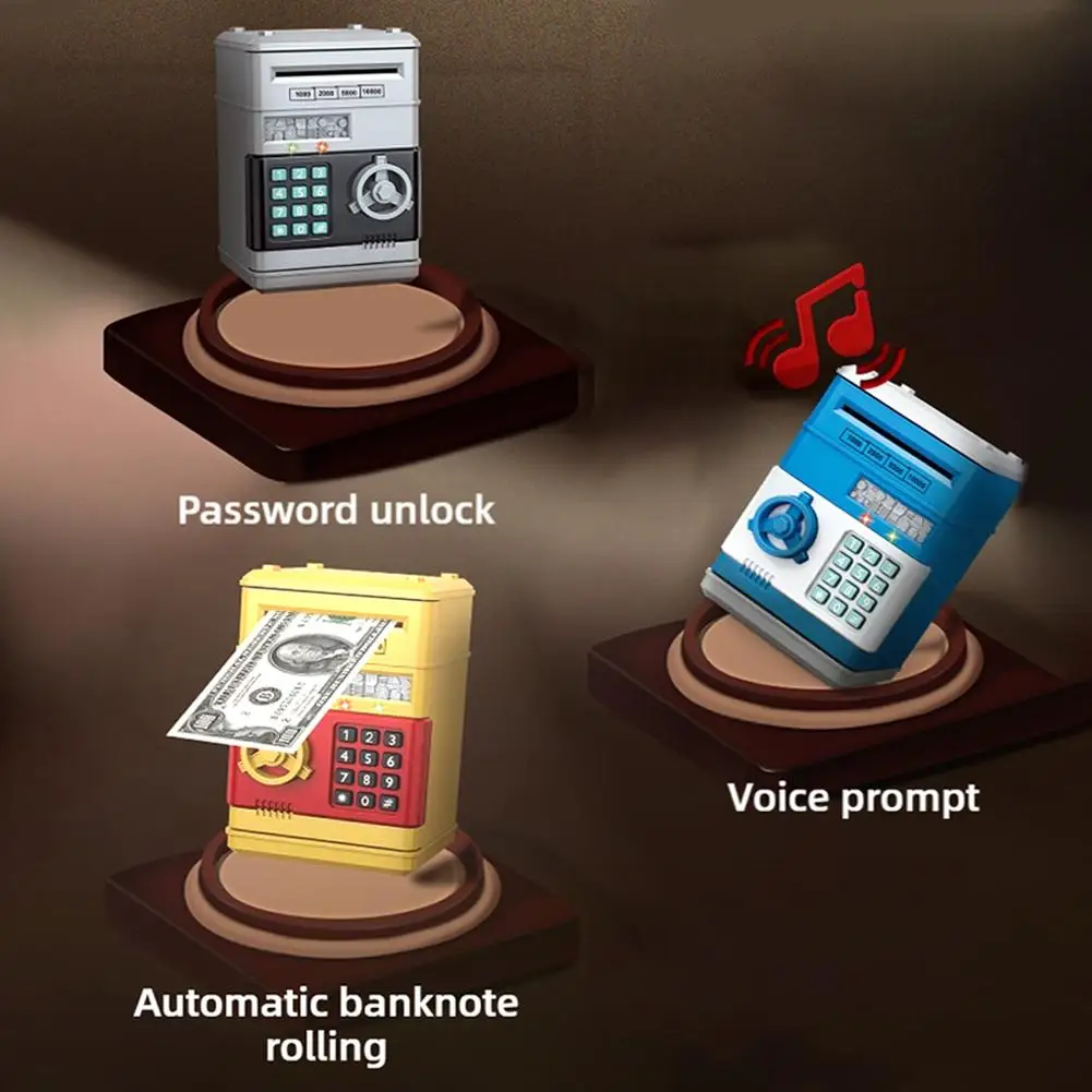 自動貯金箱 ミニ金庫 コイン 現金貯金箱 パスワードカウンターコード キーロック コインバンク ATM パスワード貯金箱