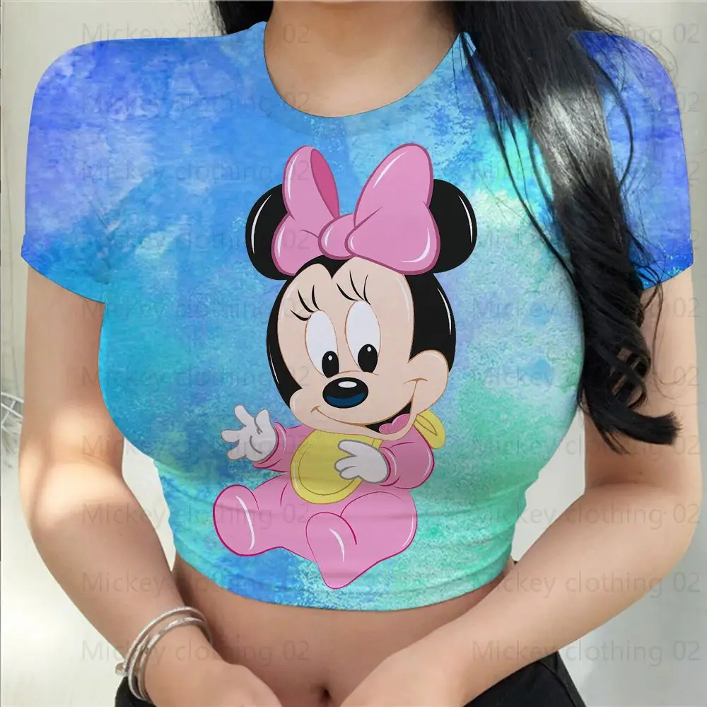 Summer Disney Minnie Mouse Women\'s Sexy T-Shirt 3D Print Retro Fashion Party T-Shirt College Night Club Oversized T-Shirt 2024