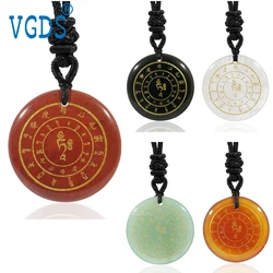 Green Tara Sanskrit Buddhist Great Compassion Mantra Six Character Shurangama Mantra Natural Crystal Stone Pendants Necklaces