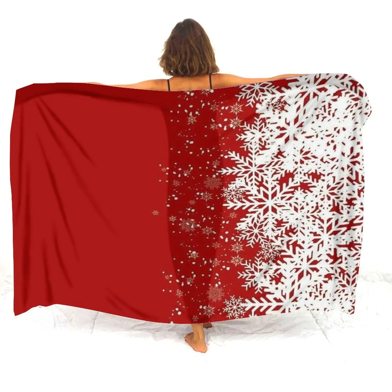 Christmas Women's Sarong Shawl A Colorful Apron Coat Custom Holiday Gift Decorative Sarong 2025 New Style Snowflake Sarong
