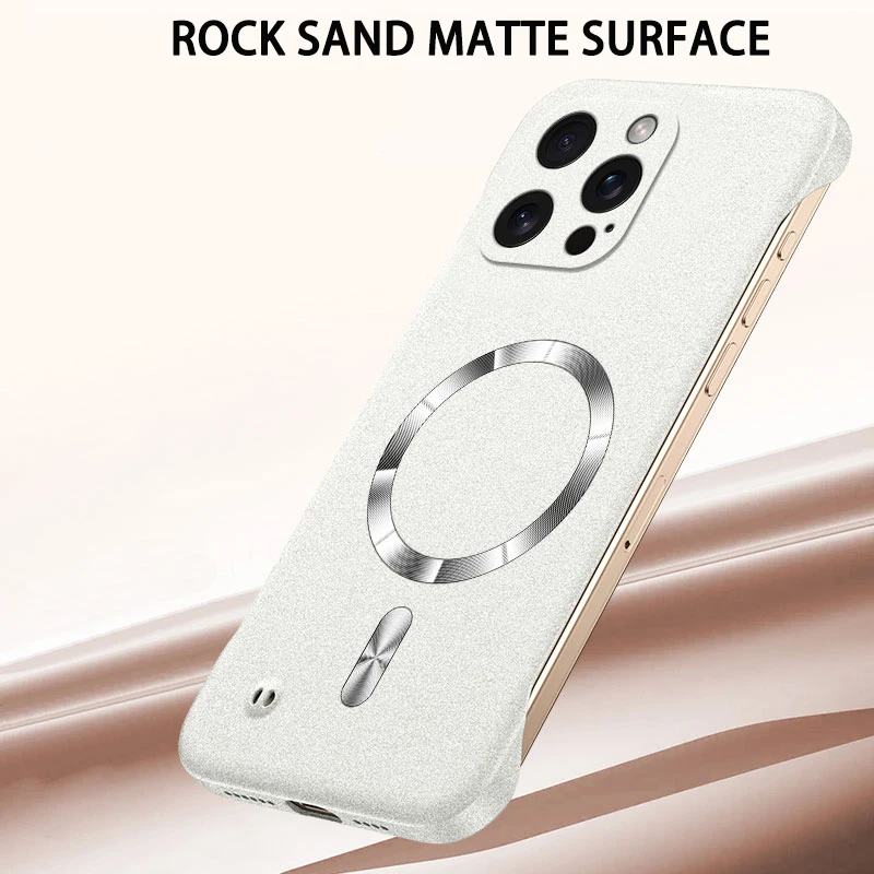 Magnet Frameless Sand Rock Matte Case For Magsafe iPhone 17 Air 16 16E 15 14 13 12 11 Pro X XR XS Max Plus Mini Ultra Thin Cover