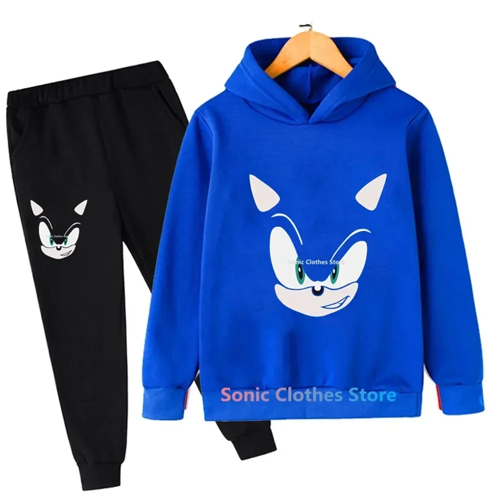 

Sonic- Hoodie Set Cartoon Game Tracksuit Pullover Hoodie and Sweatpants Boys 2 Piece Sweatshirts for Kids