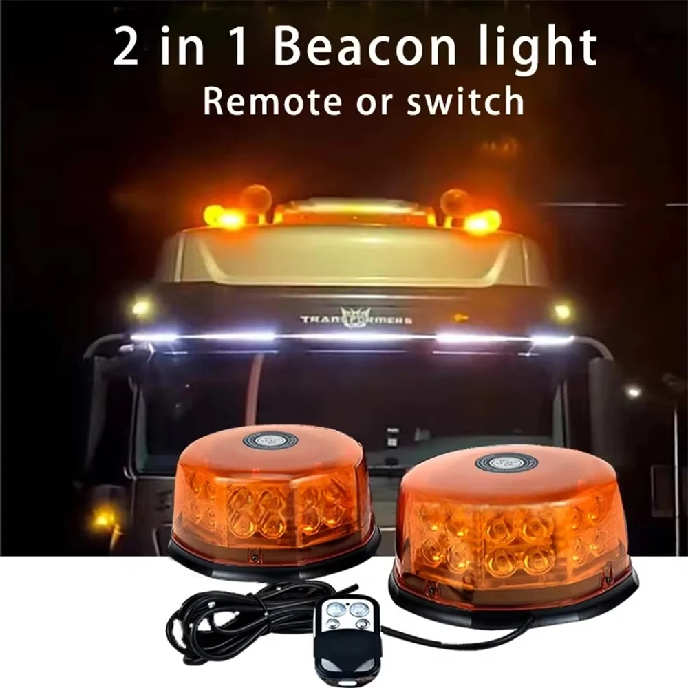 

Car Truck Ceiling Light Flash Warning Light Strong Magnet LED One Tow Two Roof Flash Warning Engineering Light 12V24V