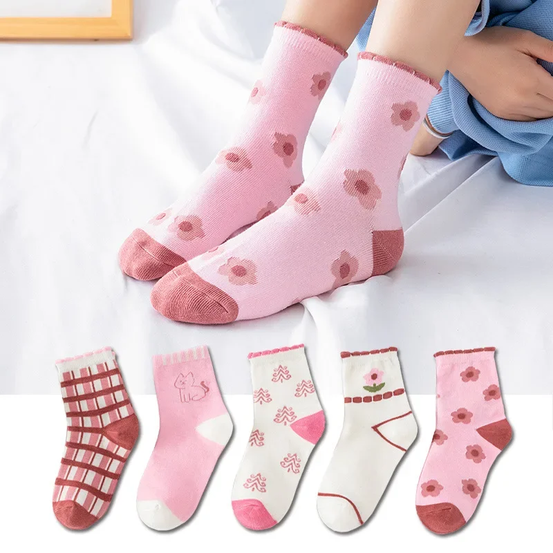 5 Pairs Baby Children's Socks Cartoon Spring Autumn Animal Kids Sock Girls Cute Boy Toddler Socks 1-12 Years